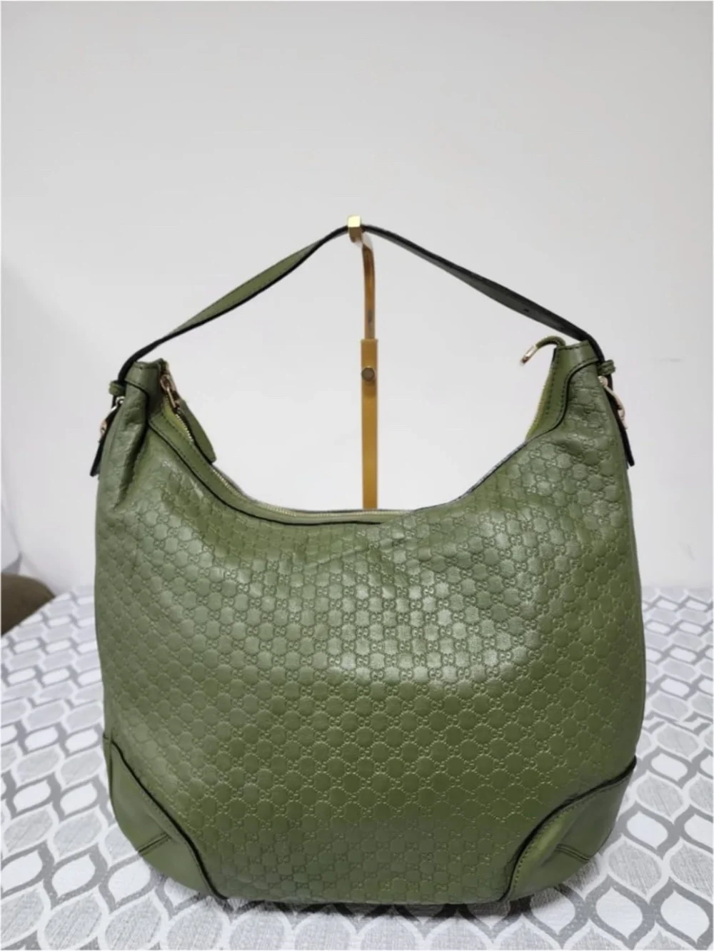 Authentic Gucci Microguccima Nice Hobo Bag Green
